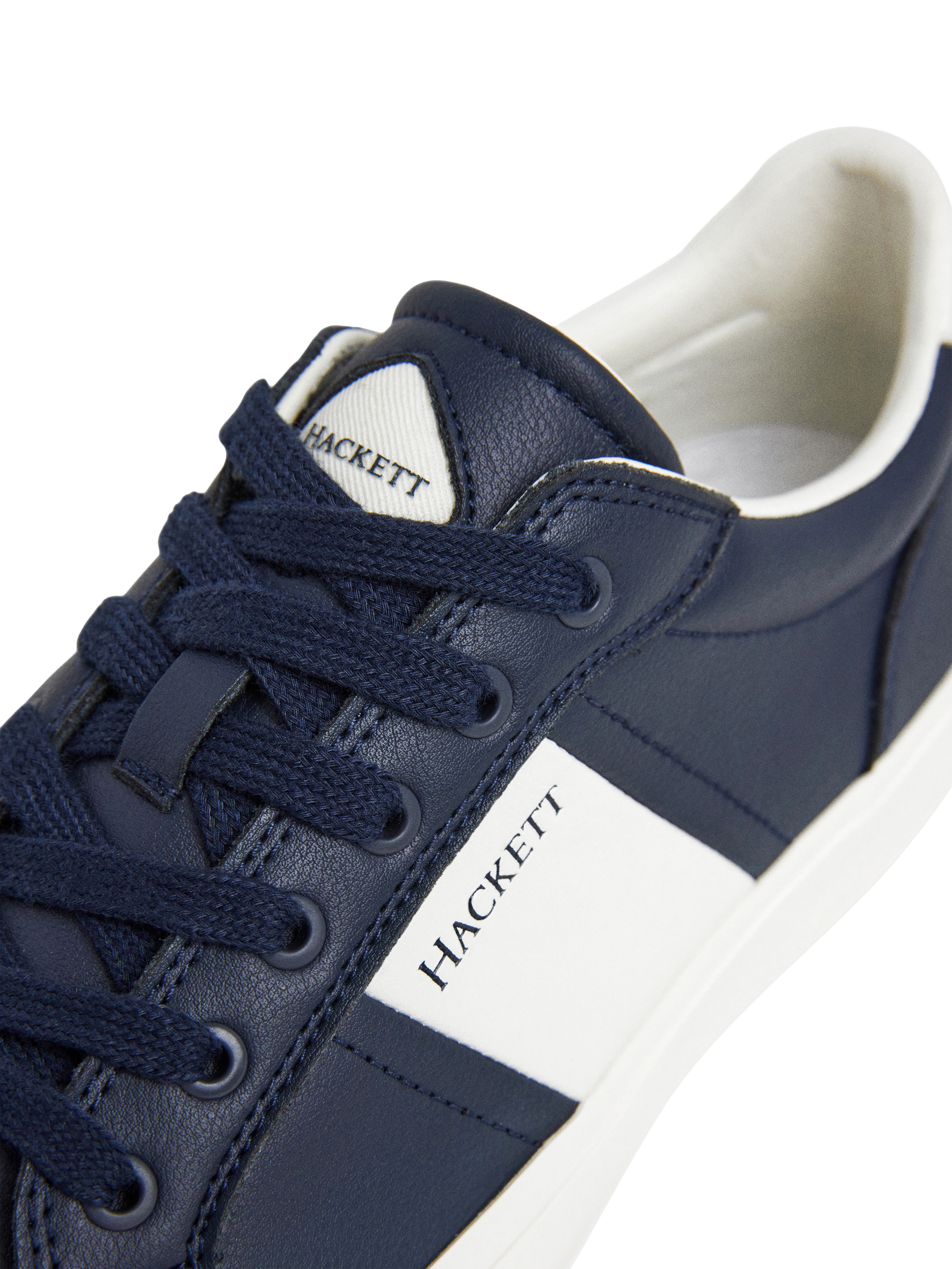 Product image 5 of 6, which shows Hackett London Blake Mix Faux Leather Trainers, Navy, 11
