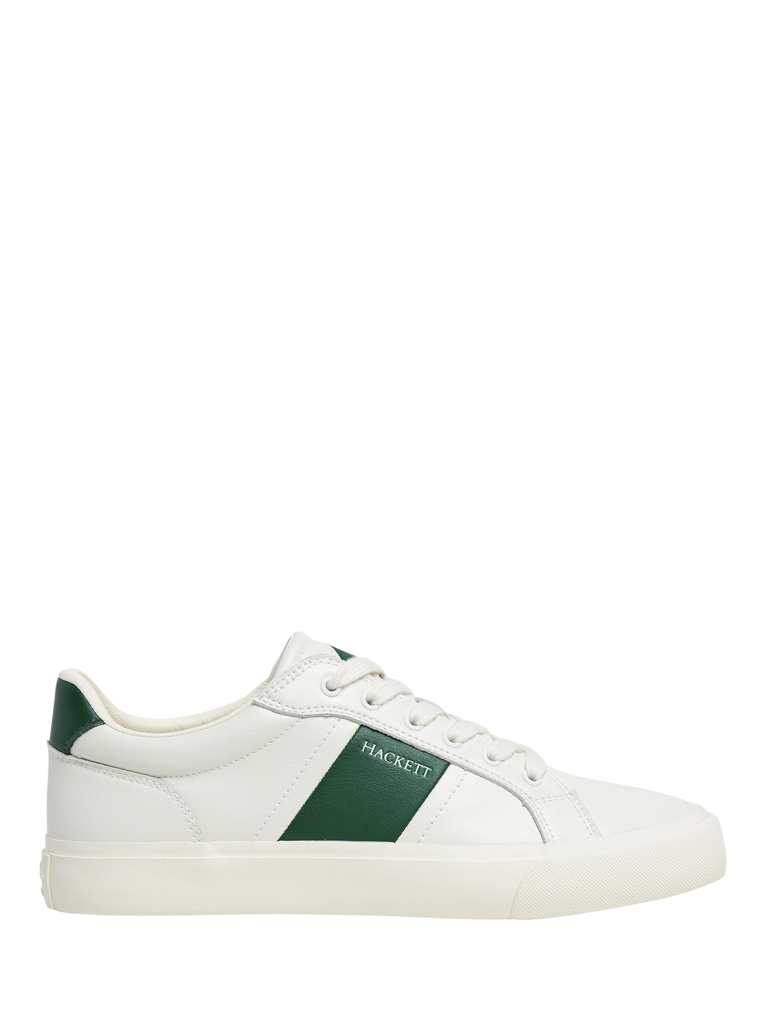 Product image 1 of 6, which shows Hackett London Blake Mix Faux Leather Trainers, Ivy Green, 11