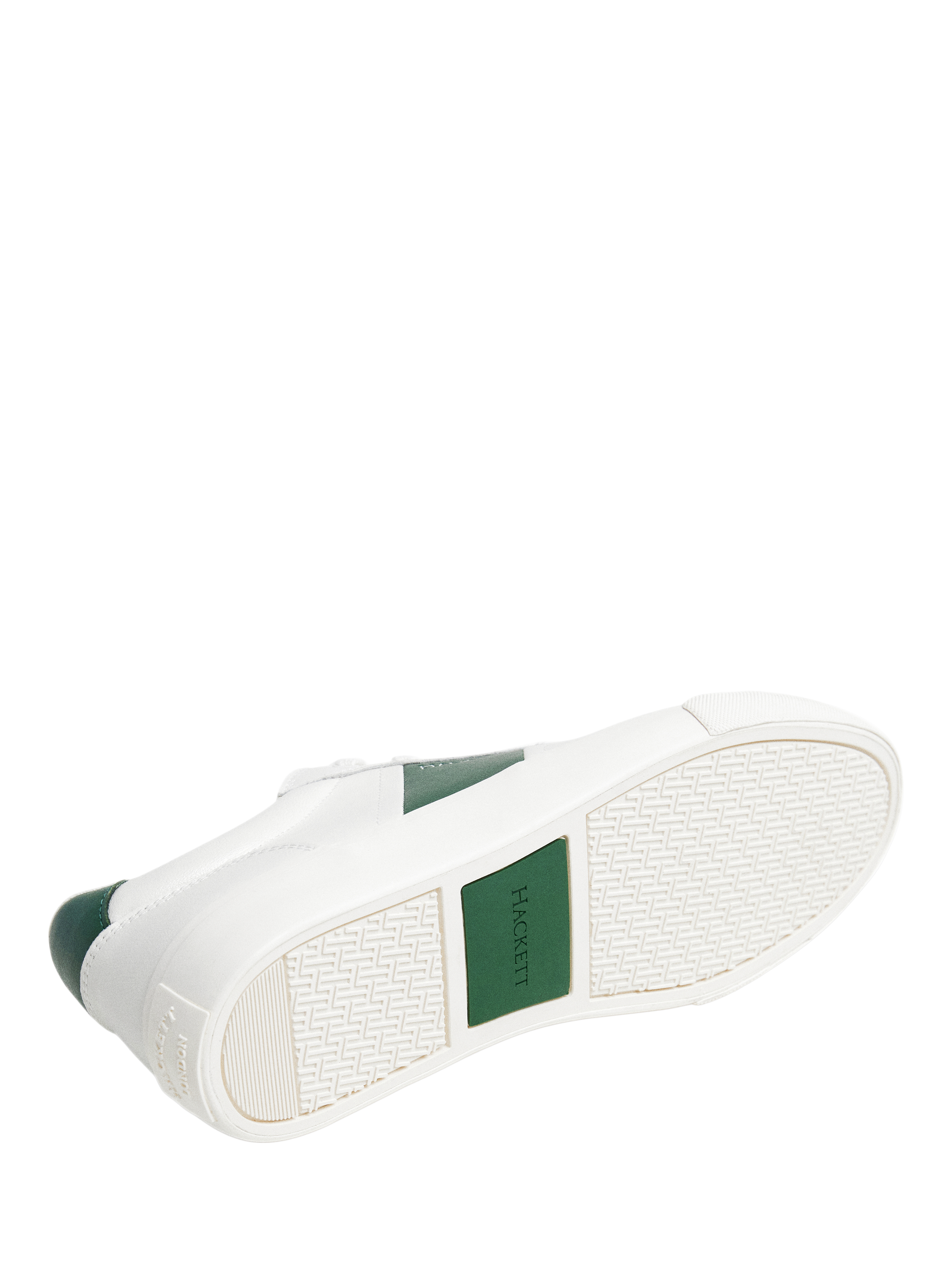 Product image 6 of 6, which shows Hackett London Blake Mix Faux Leather Trainers, Ivy Green, 11