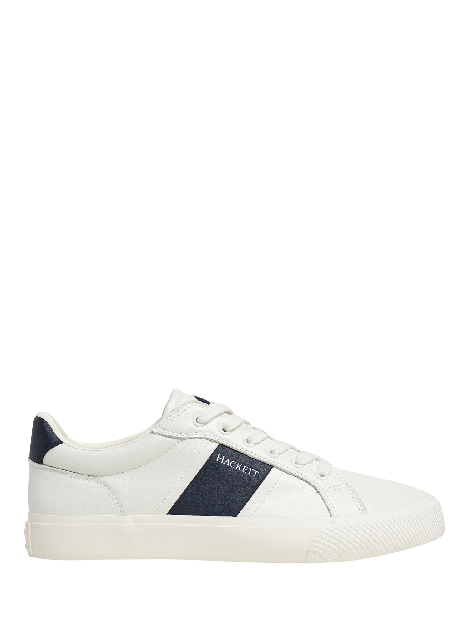 Product image 1 of 6, which shows Hackett London Blake Mix Faux Leather Trainers, Off White, 6