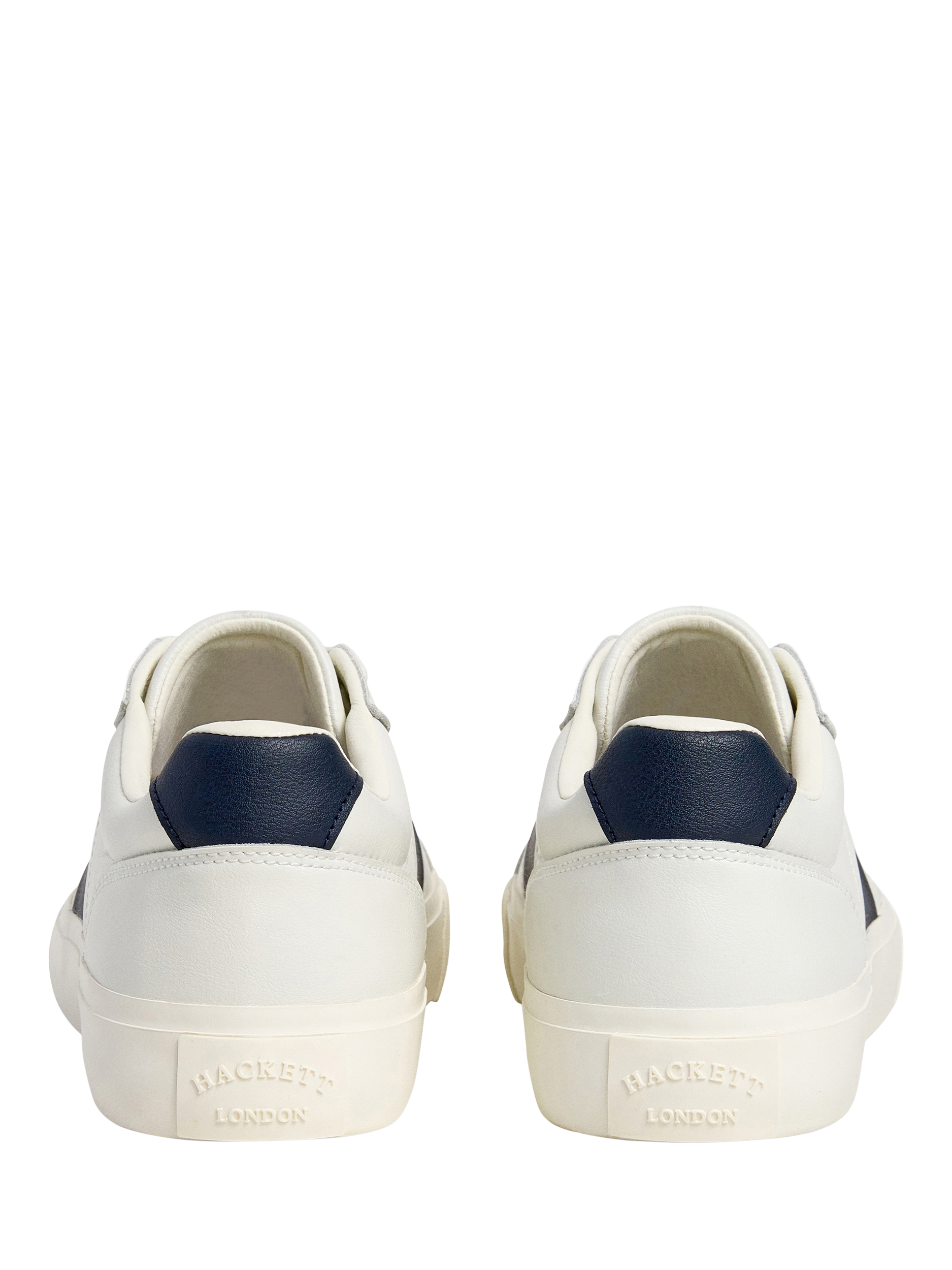 Product image 3 of 6, which shows Hackett London Blake Mix Faux Leather Trainers, Off White, 6