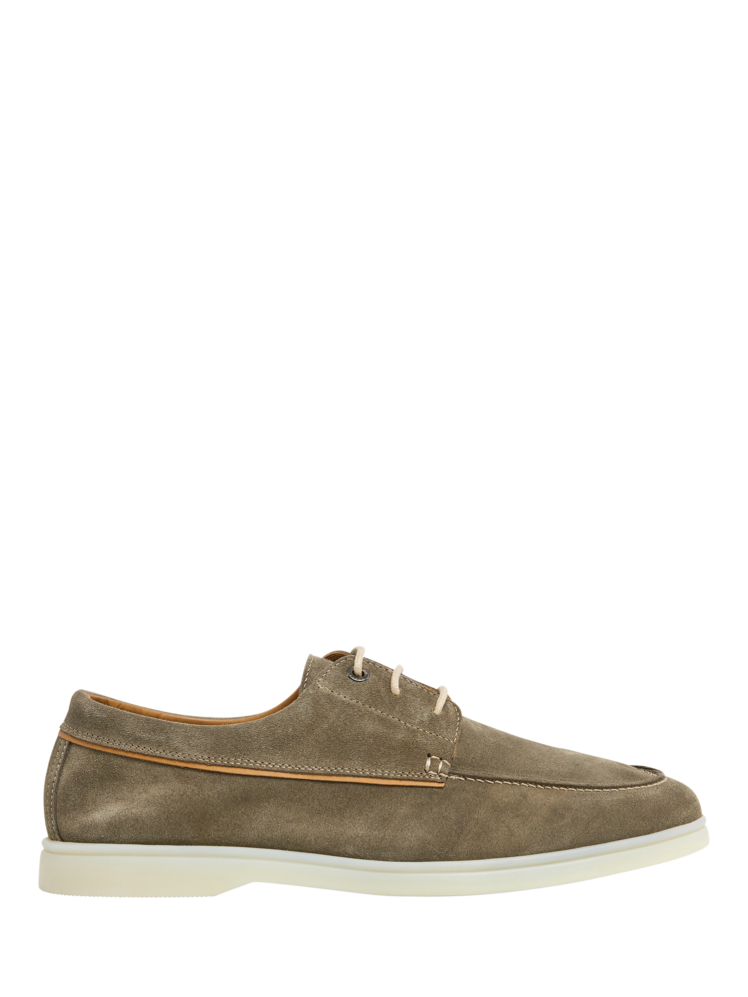 Product image 1 of 6, which shows Hackett London Martin Suede Lace Up Boat Shoes, Washed Army Green, 11
