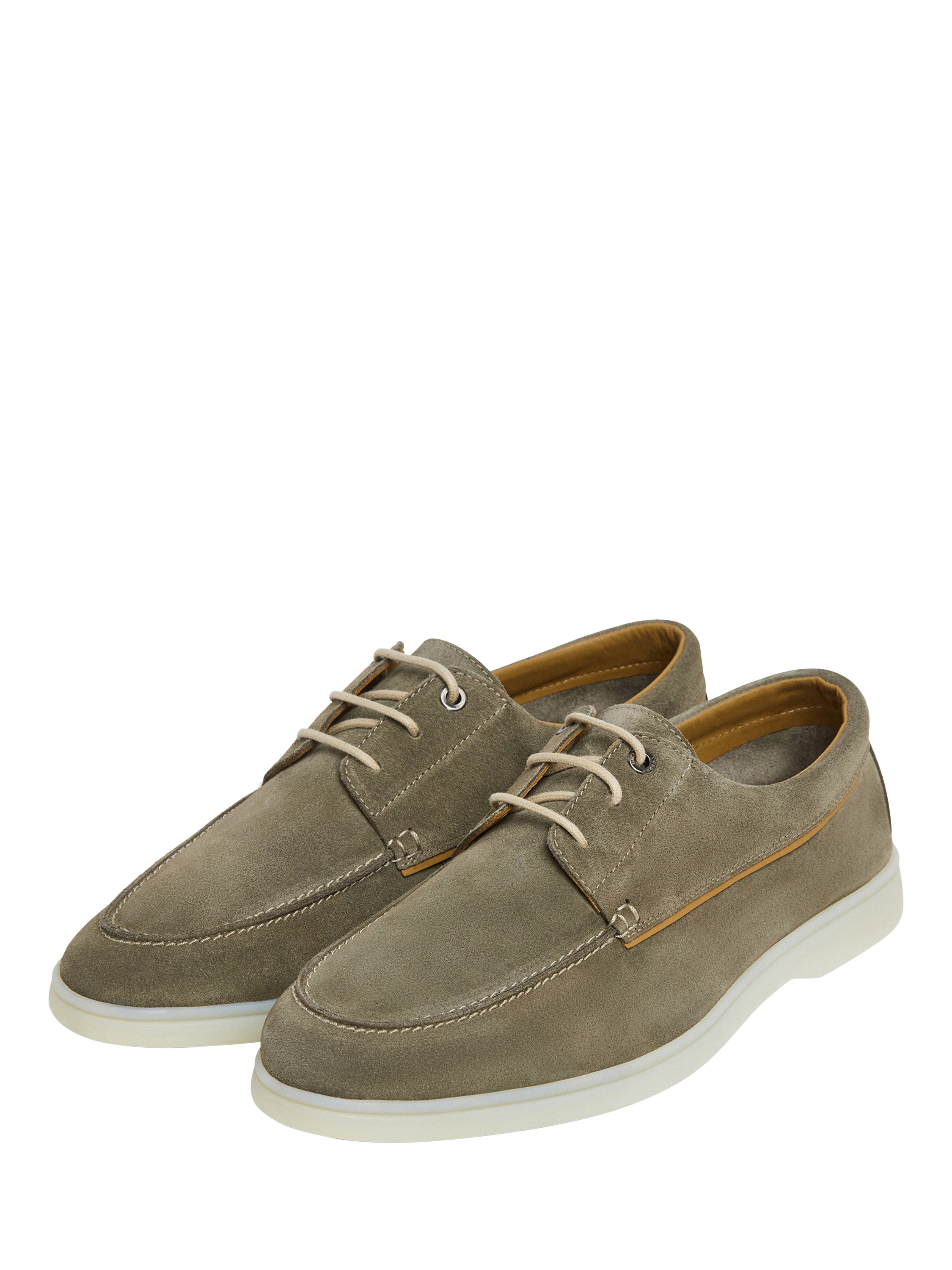 Product image 2 of 6, which shows Hackett London Martin Suede Lace Up Boat Shoes, Washed Army Green, 11