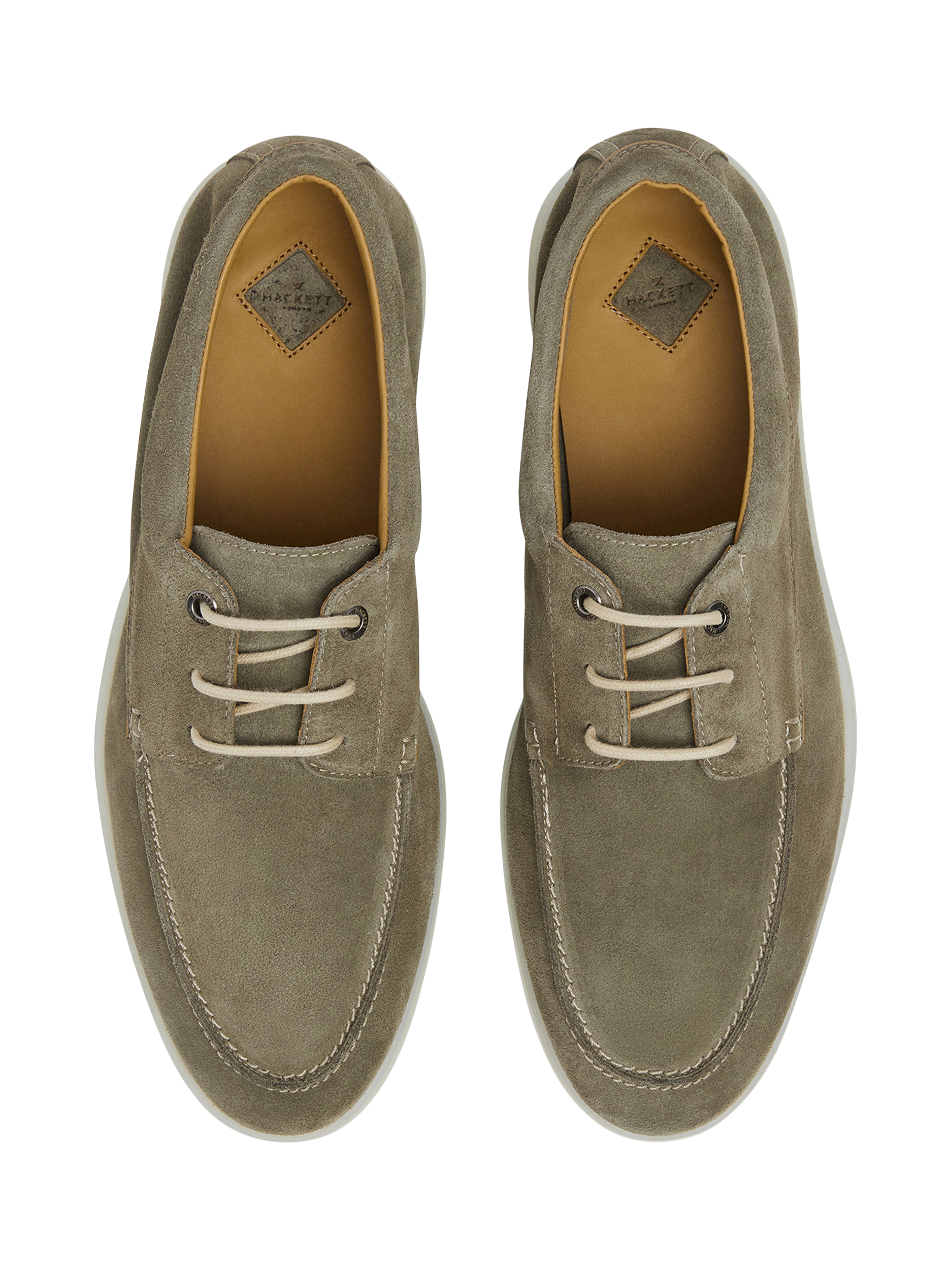 Product image 4 of 6, which shows Hackett London Martin Suede Lace Up Boat Shoes, Washed Army Green, 11