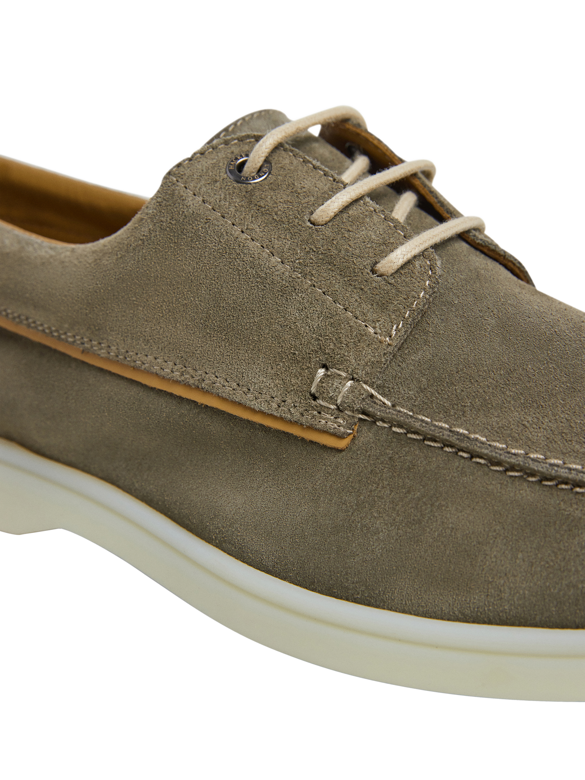 Product image 5 of 6, which shows Hackett London Martin Suede Lace Up Boat Shoes, Washed Army Green, 11