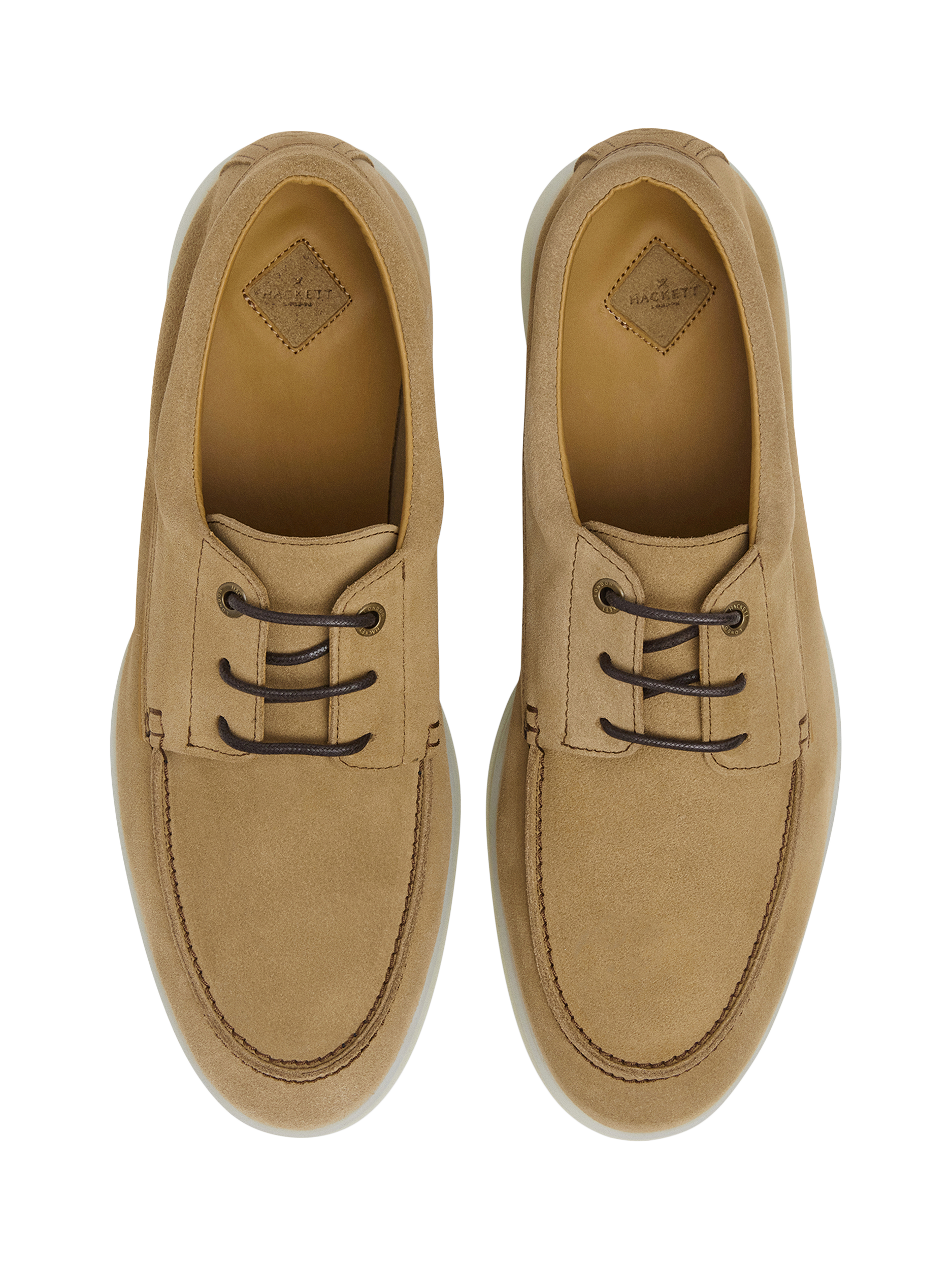 Product image 2 of 6, which shows Hackett London Martin Suede Lace Up Boat Shoes, Sand Beige, 6