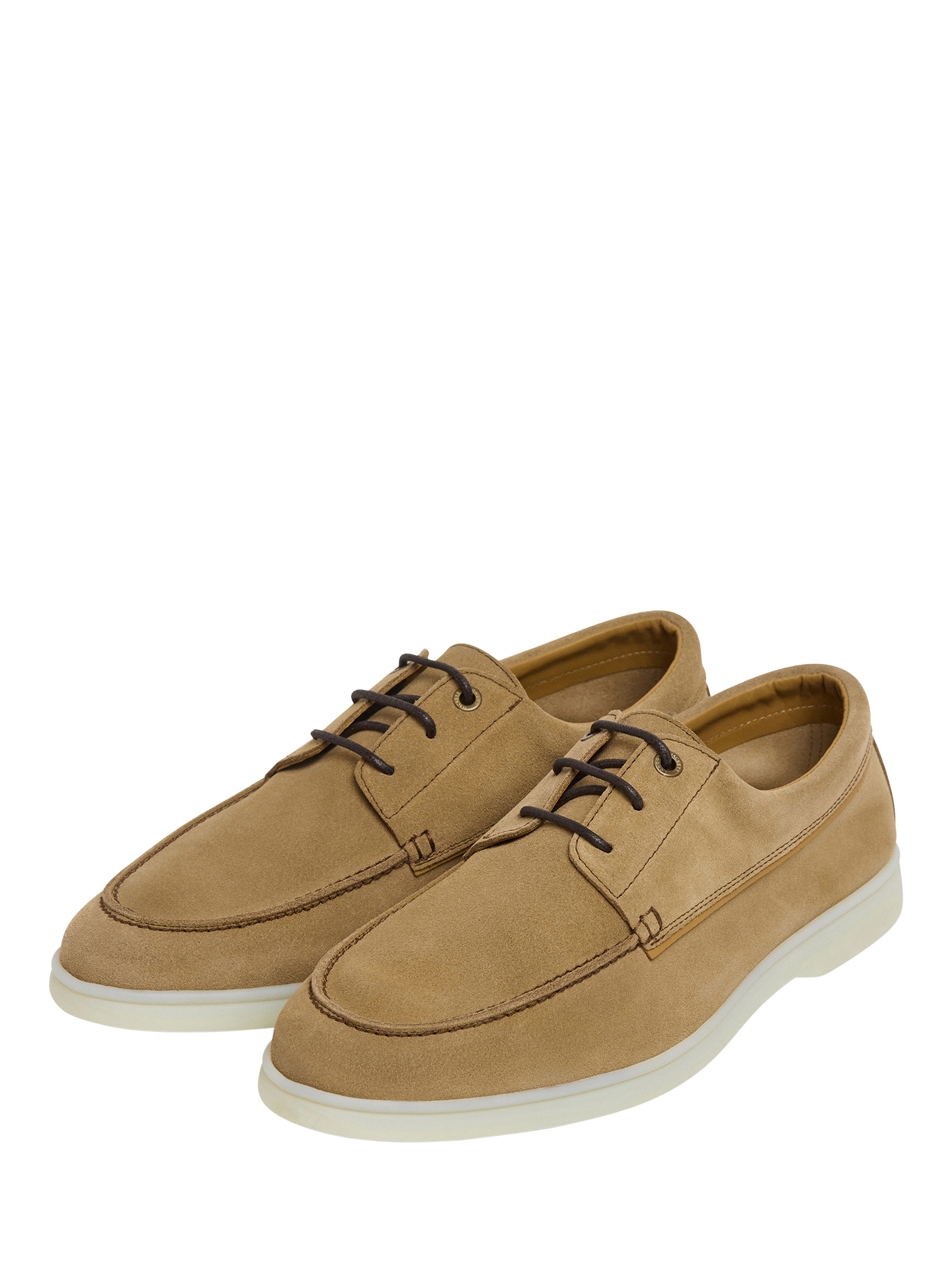 Product image 3 of 6, which shows Hackett London Martin Suede Lace Up Boat Shoes, Sand Beige, 6