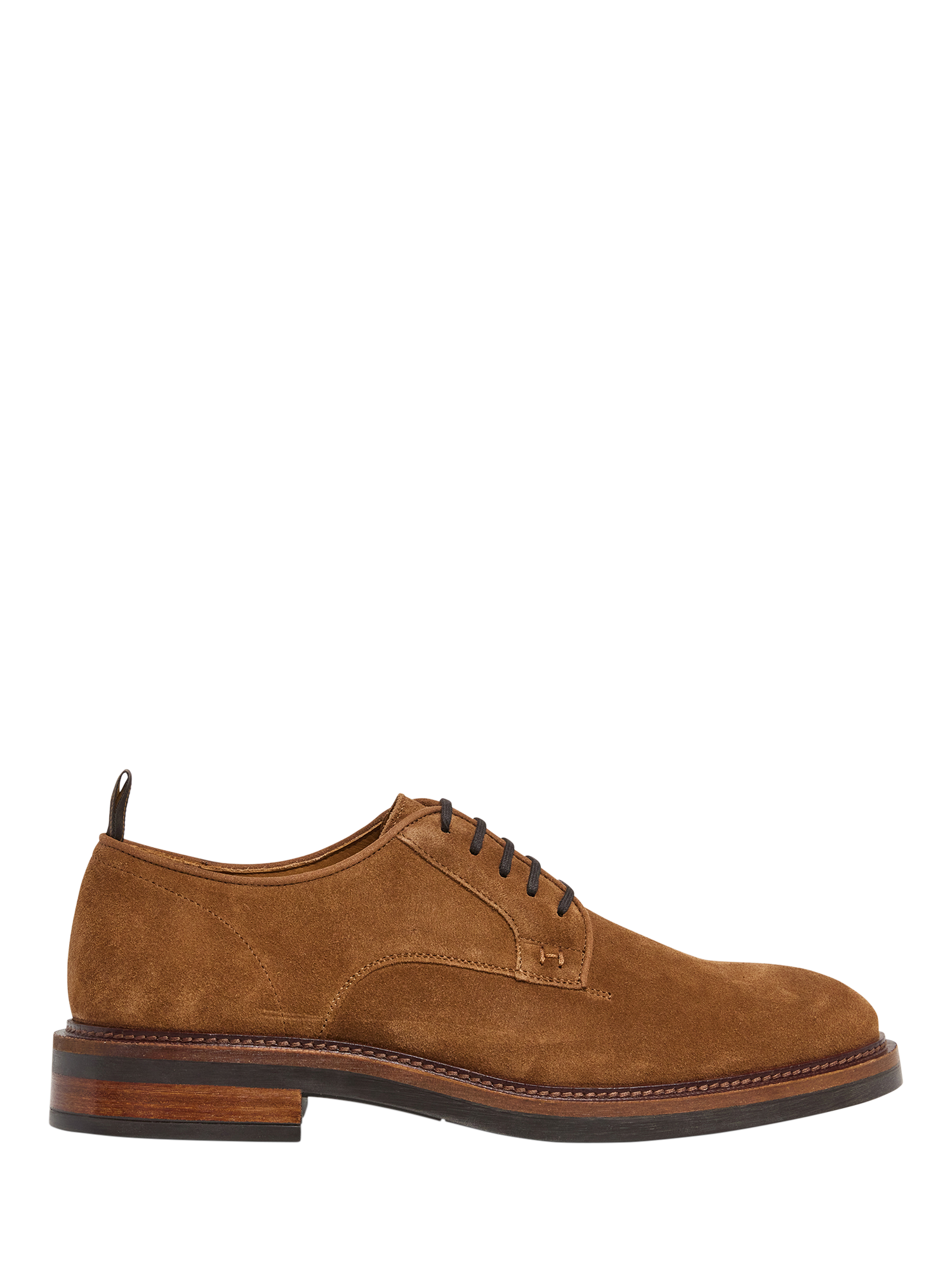 Product image 1 of 6, which shows Hackett London Egmont Fine Suede Derby Shoes, Nut Brown, 8