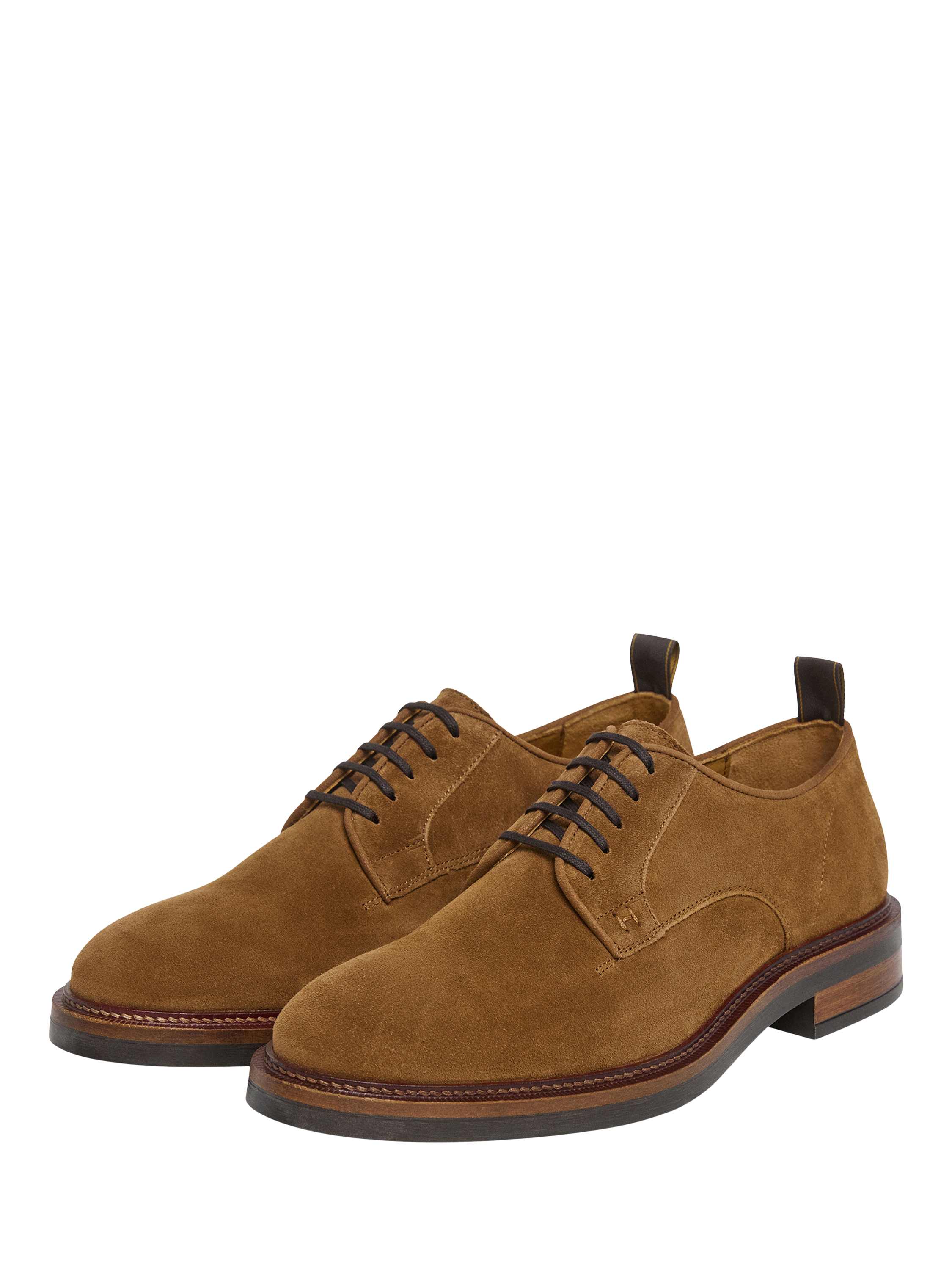 Product image 2 of 6, which shows Hackett London Egmont Fine Suede Derby Shoes, Nut Brown, 8