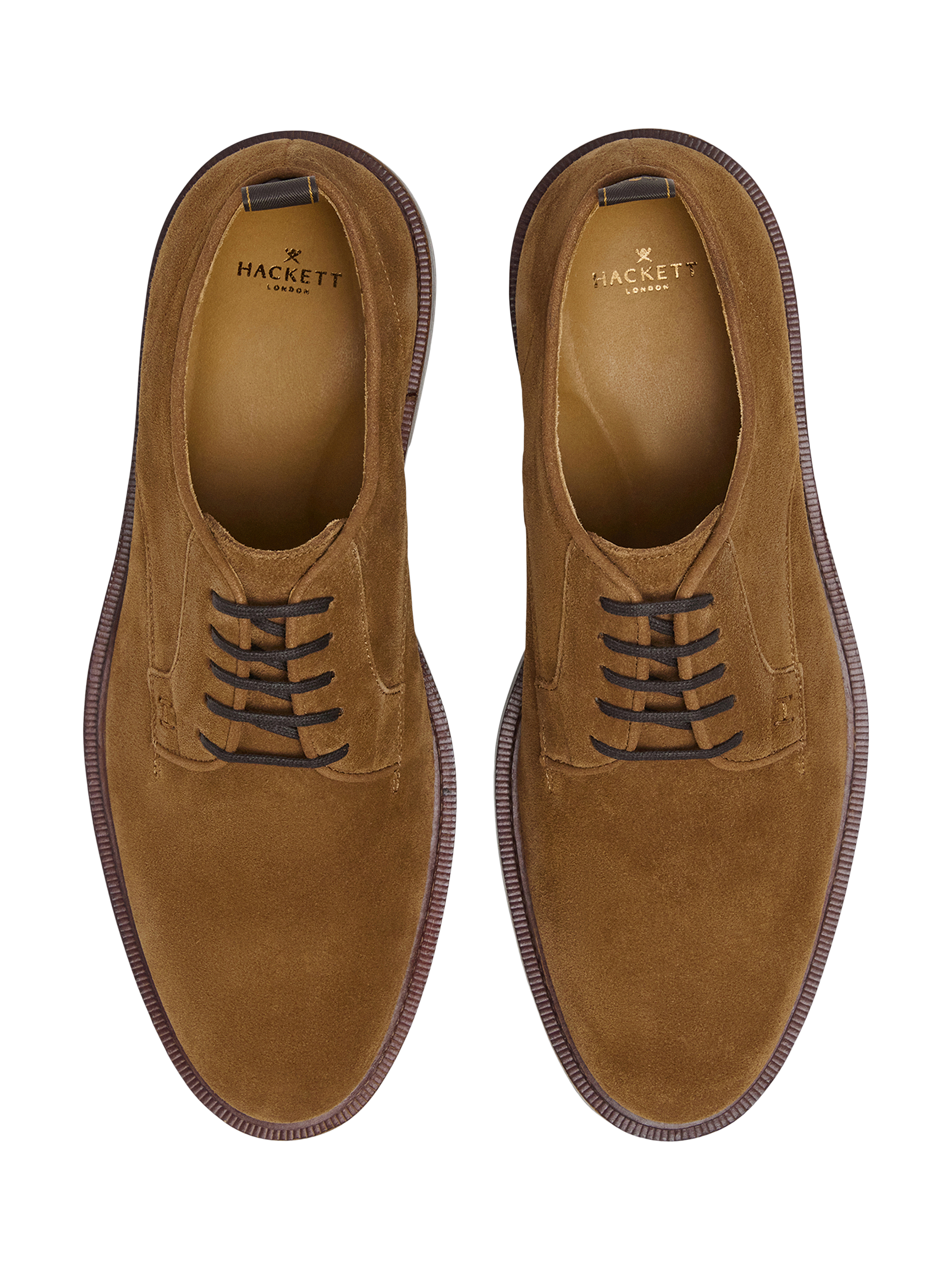 Product image 3 of 6, which shows Hackett London Egmont Fine Suede Derby Shoes, Nut Brown, 8