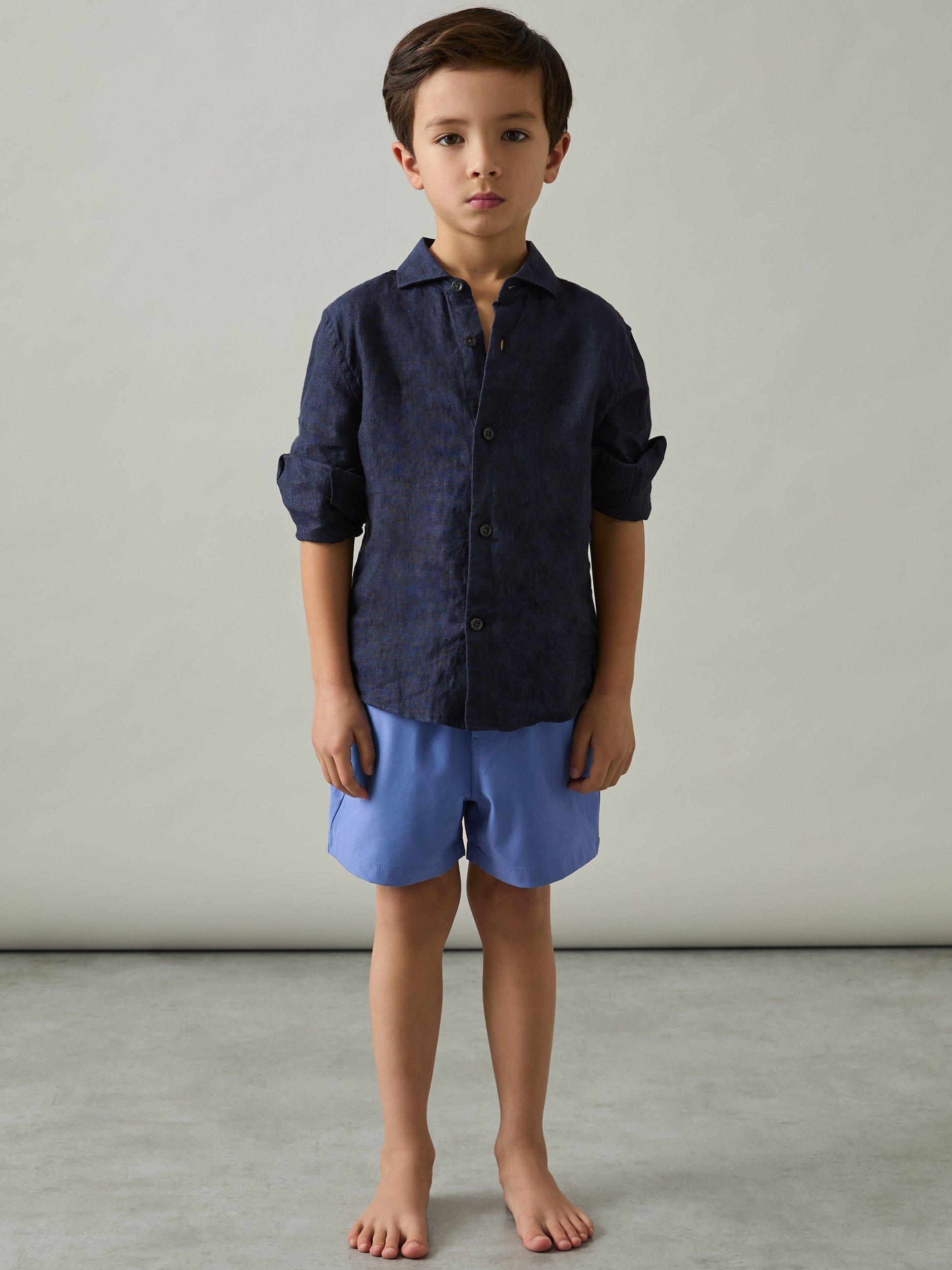 Product image 1 of 4, which shows Reiss Kids' Cliff Swim Shorts, French Blue, 9-10 years
