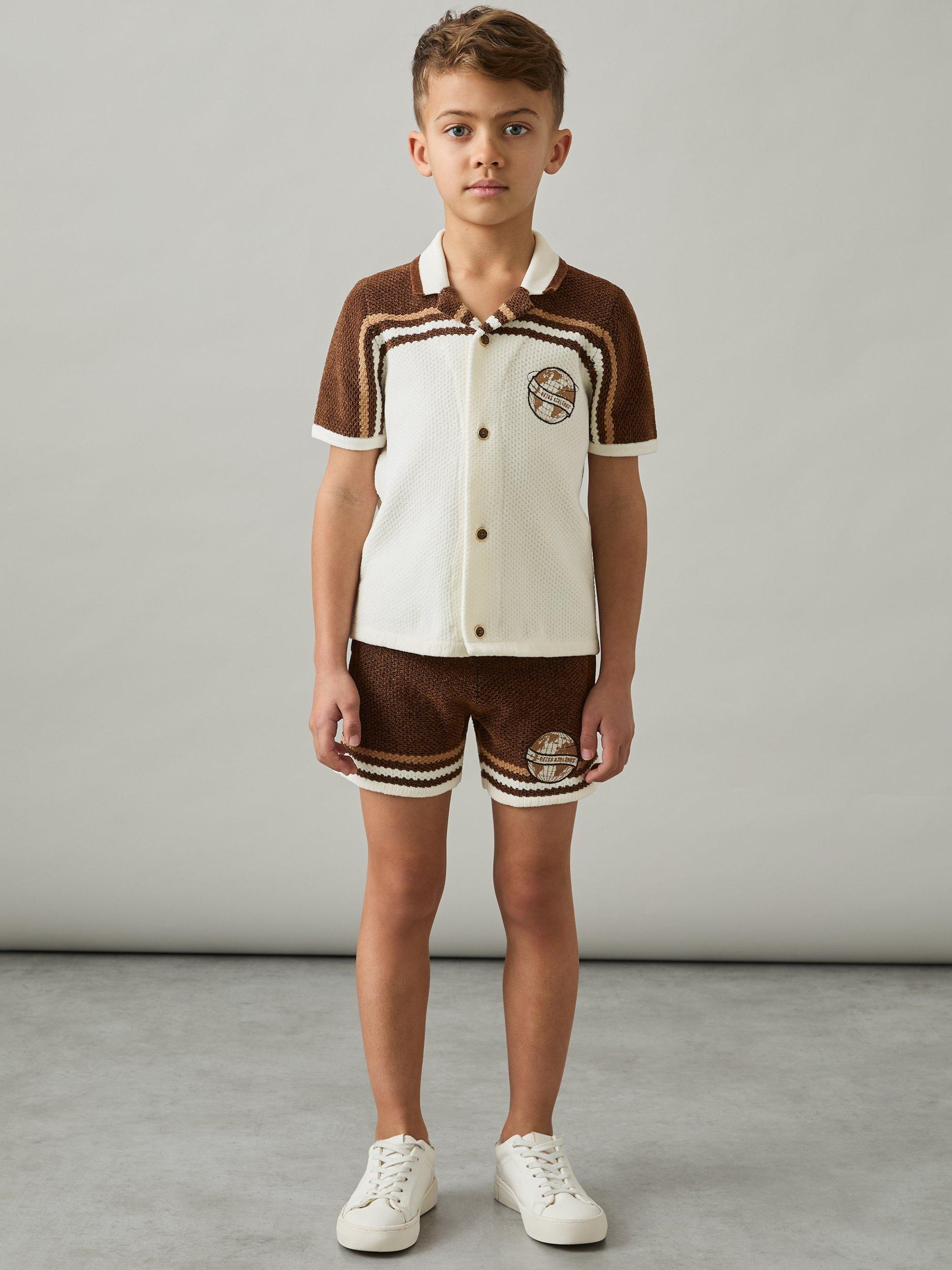 Product image 1 of 4, which shows Reiss Kids' Pete Shorts, Brown, 3-4 years