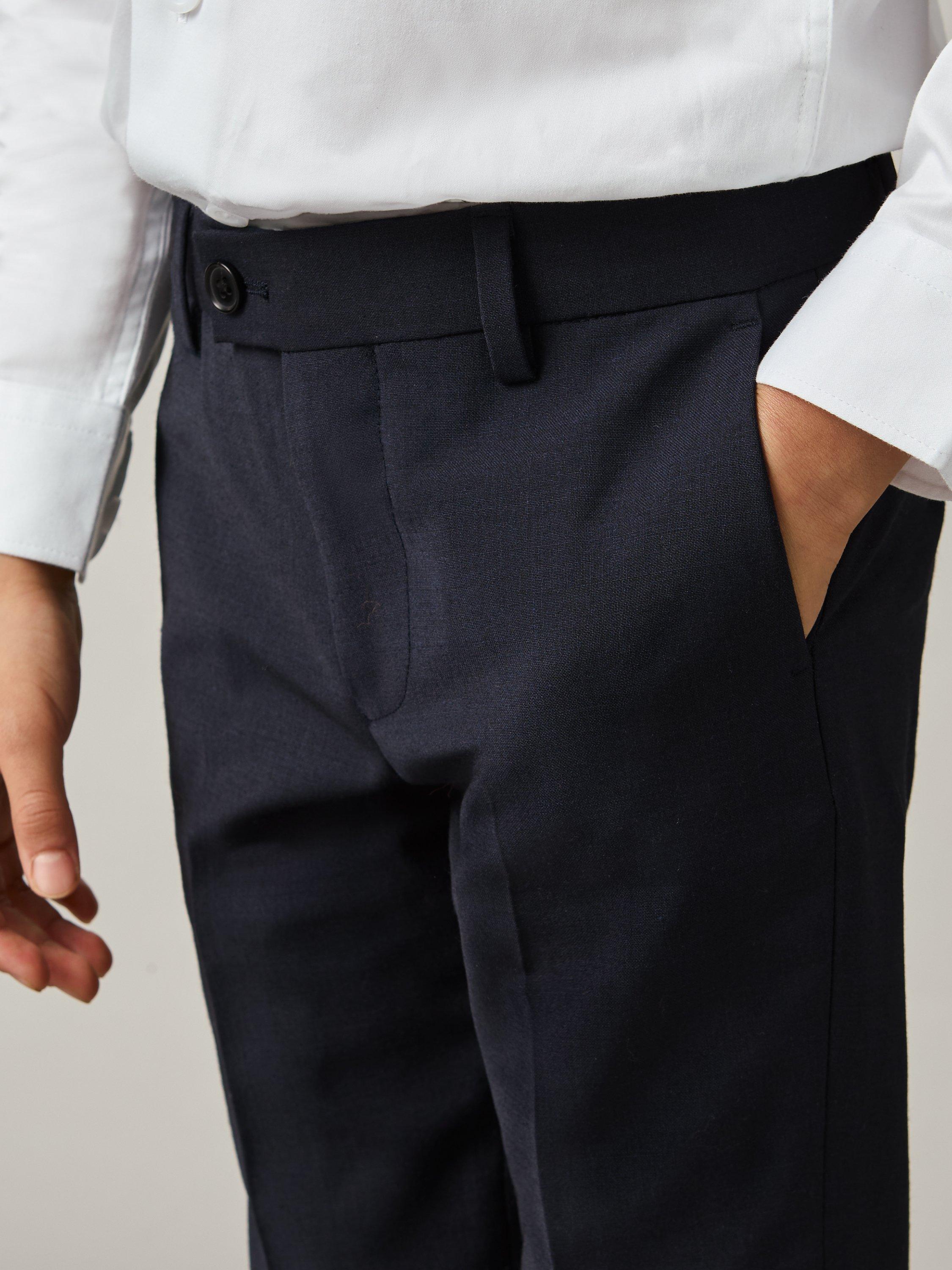 Product image 4 of 5, which shows Reiss Kids' Hope Wool Blend Tailored Trousers, Navy, 3-4 years
