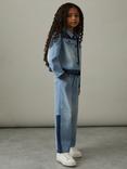 Reiss Kids' Briar Patchwork Two-Tone Denim Jeans, Blue