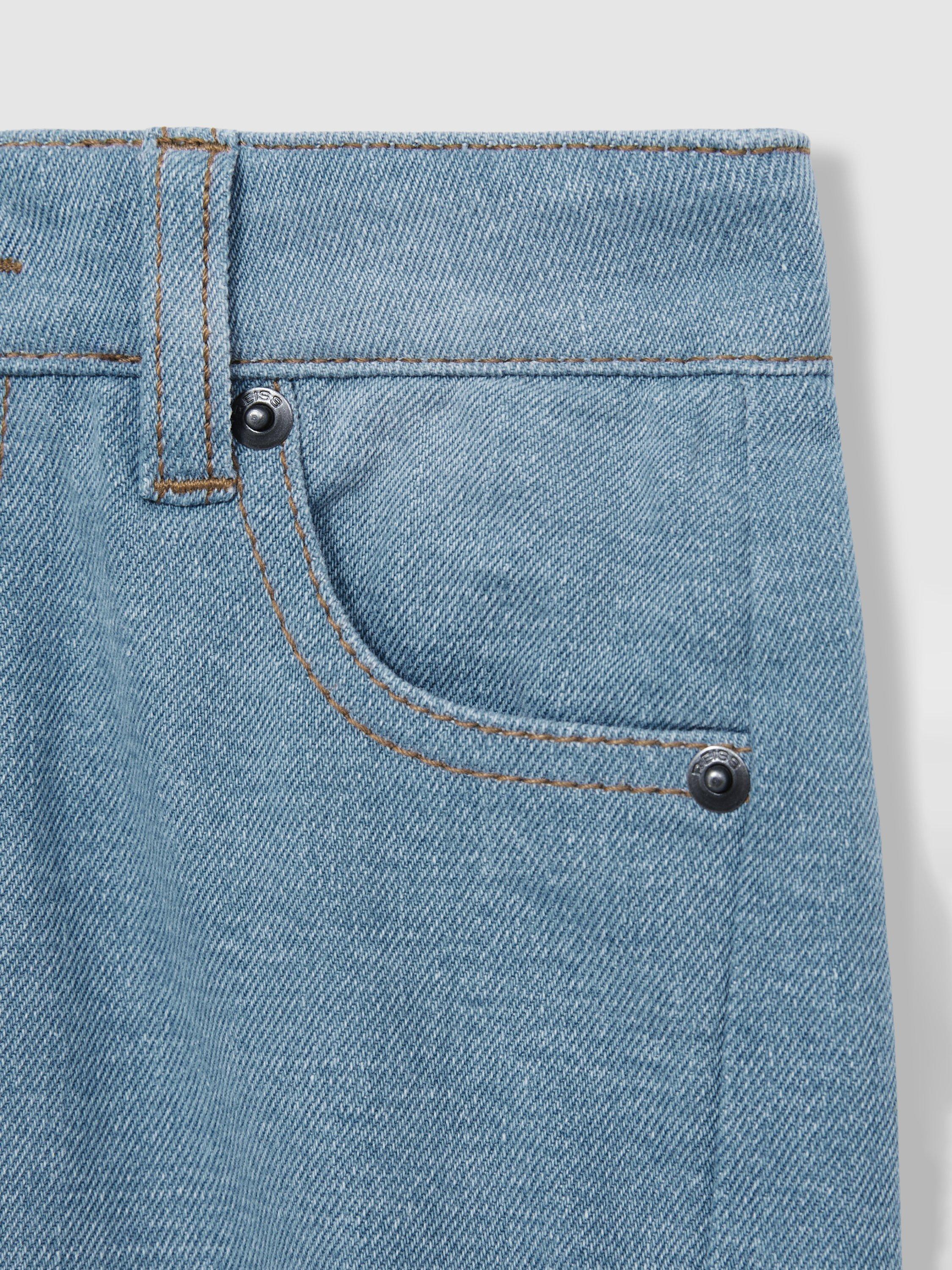 Product image 4 of 4, which shows Reiss Kids' Briar Patchwork Two-Tone Denim Jeans, Blue, 4-5 years