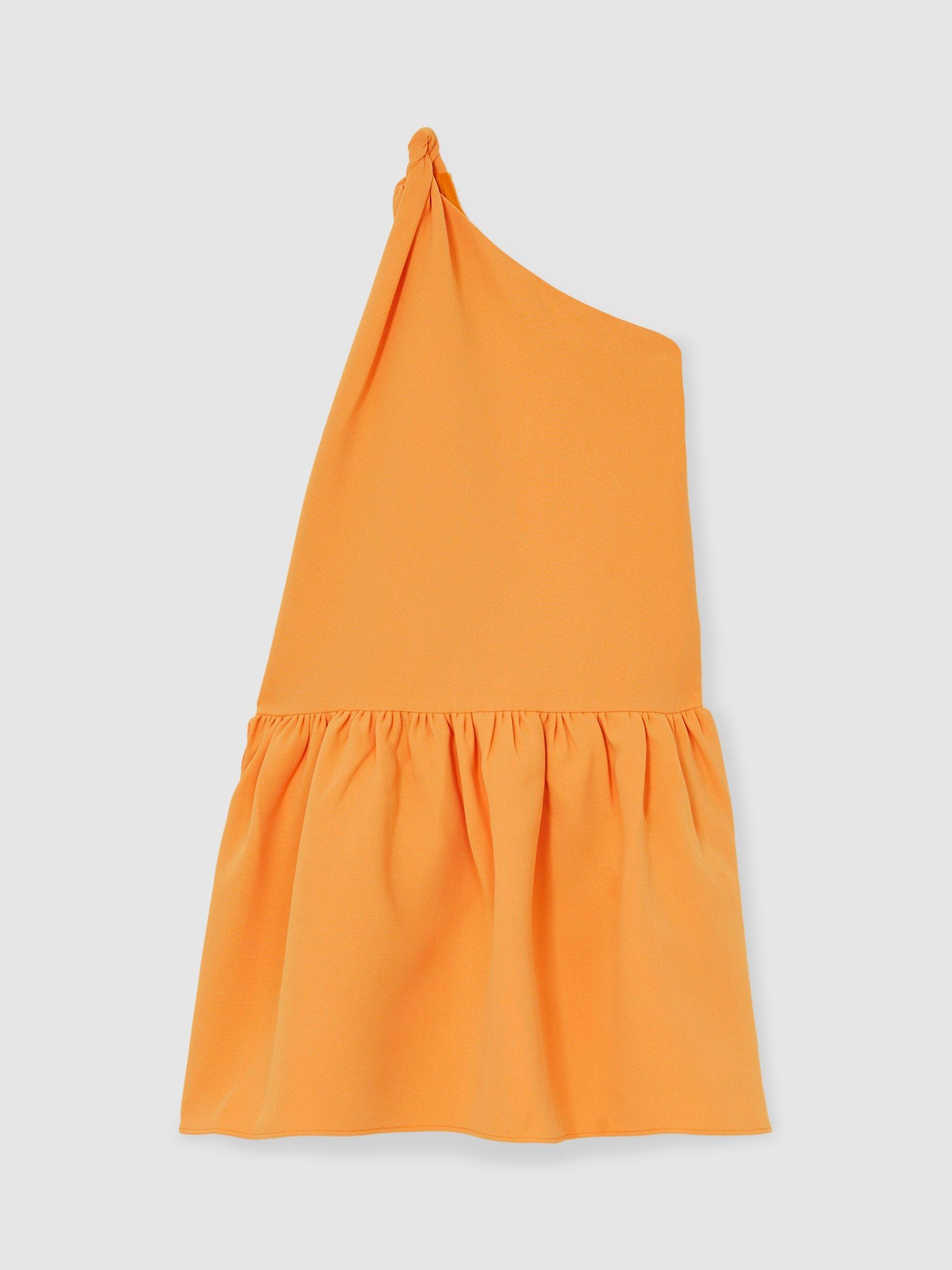 Product image 2 of 4, which shows Reiss Kids' Railey One-Shoulder Tiered Dress, Orange, 4-5 years