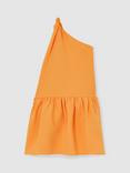 Reiss Kids' Railey One-Shoulder Tiered Dress, Orange