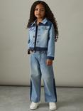 Reiss Kids' Briar Patchwork Two-Tone Denim Jacket, Blue