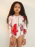 Reiss x NYBG Kids' Katy Floral Print Swimsuit, Ivory