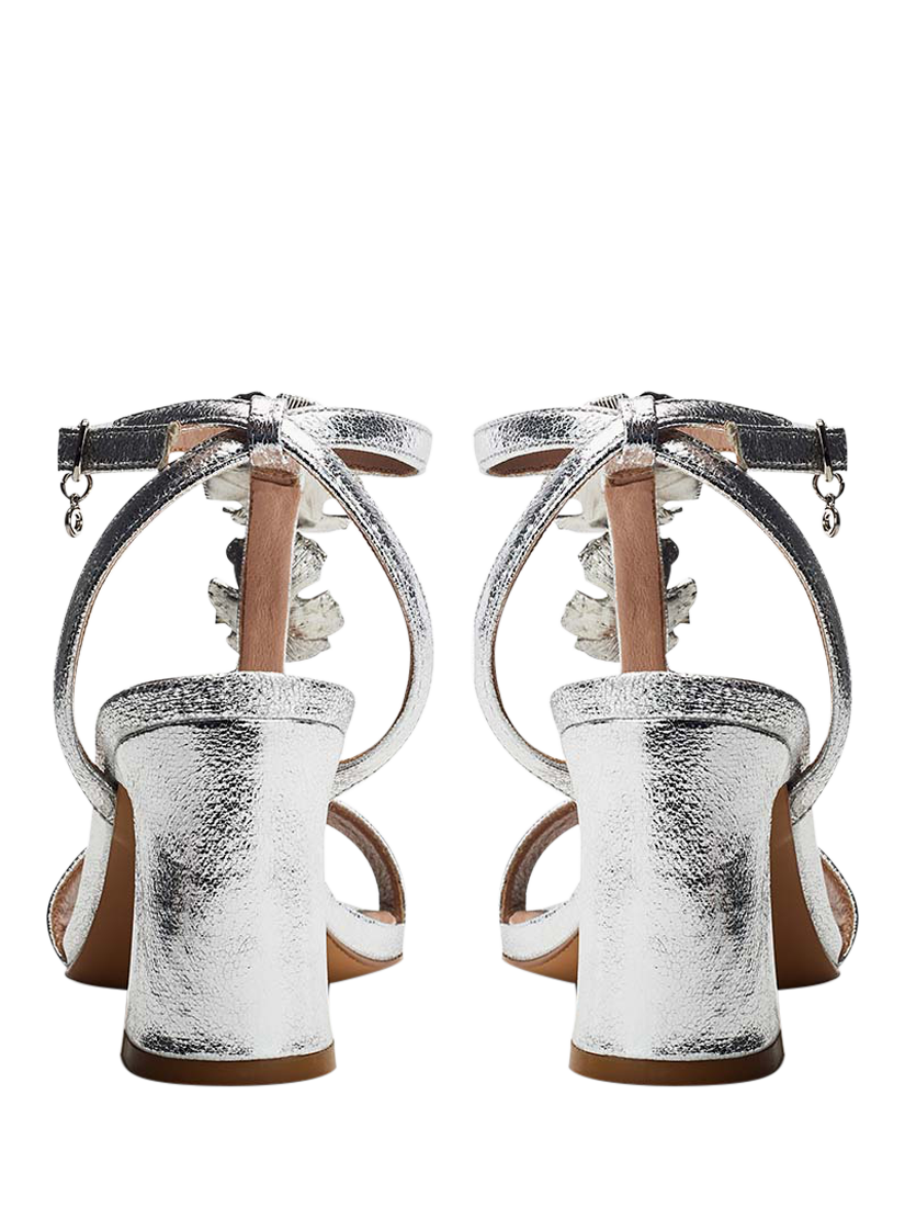 Product image 2 of 3, which shows Moda in Pelle Neillia Floral Embellished Block Heel Sandals, Silver, 3