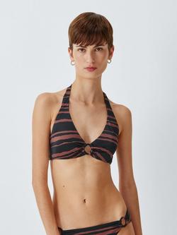 John Lewis Cannes Triangle Bikini Top, Choc Stripe, Choc Stripe