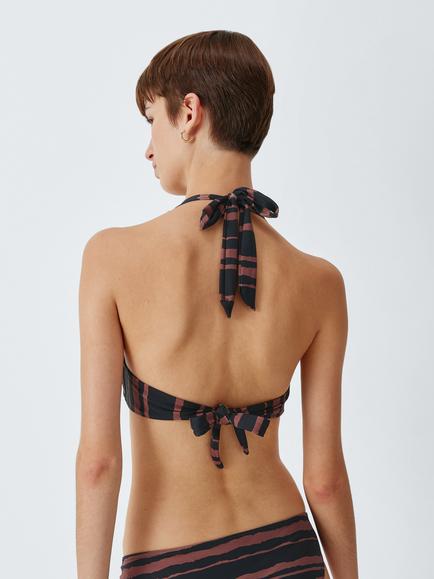 John Lewis Cannes Triangle Bikini Top, Choc Stripe - view 2, Choc Stripe