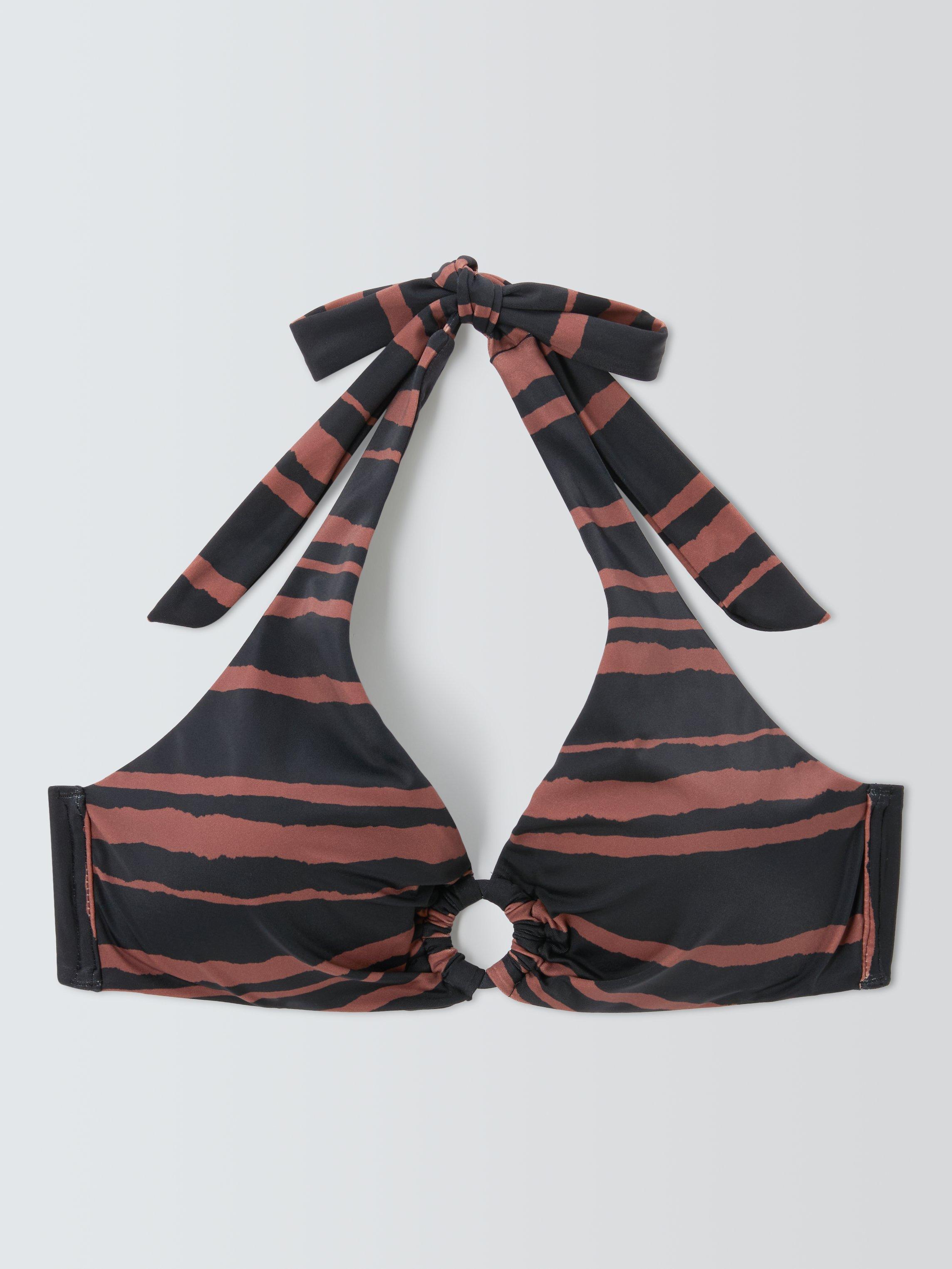 Product image 4 of 6, which shows John Lewis Cannes Triangle Bikini Top, Choc Stripe, 8