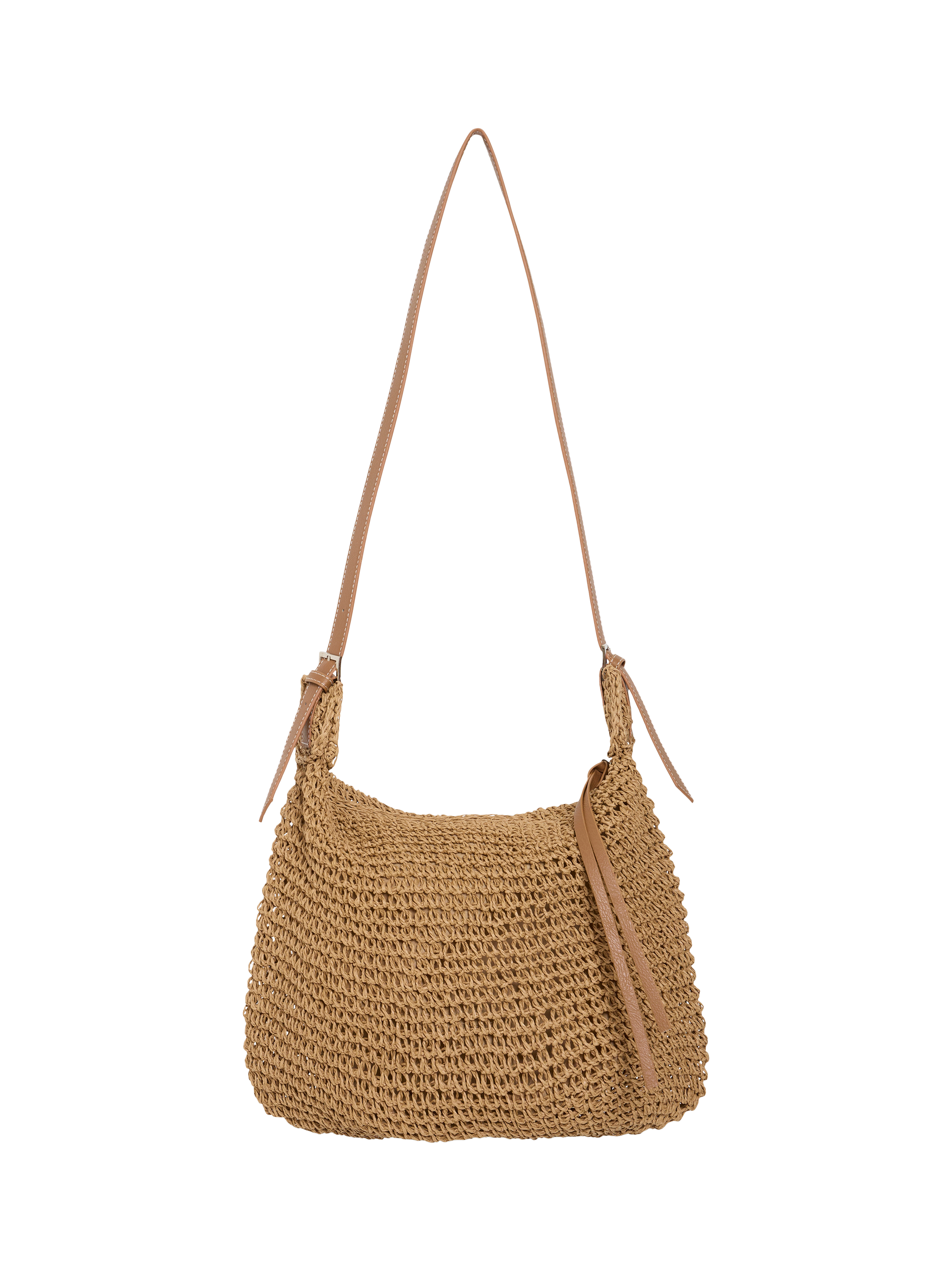 Product image 4 of 6, which shows ICHI Meryl Woven Shoulder Bag, Tannin