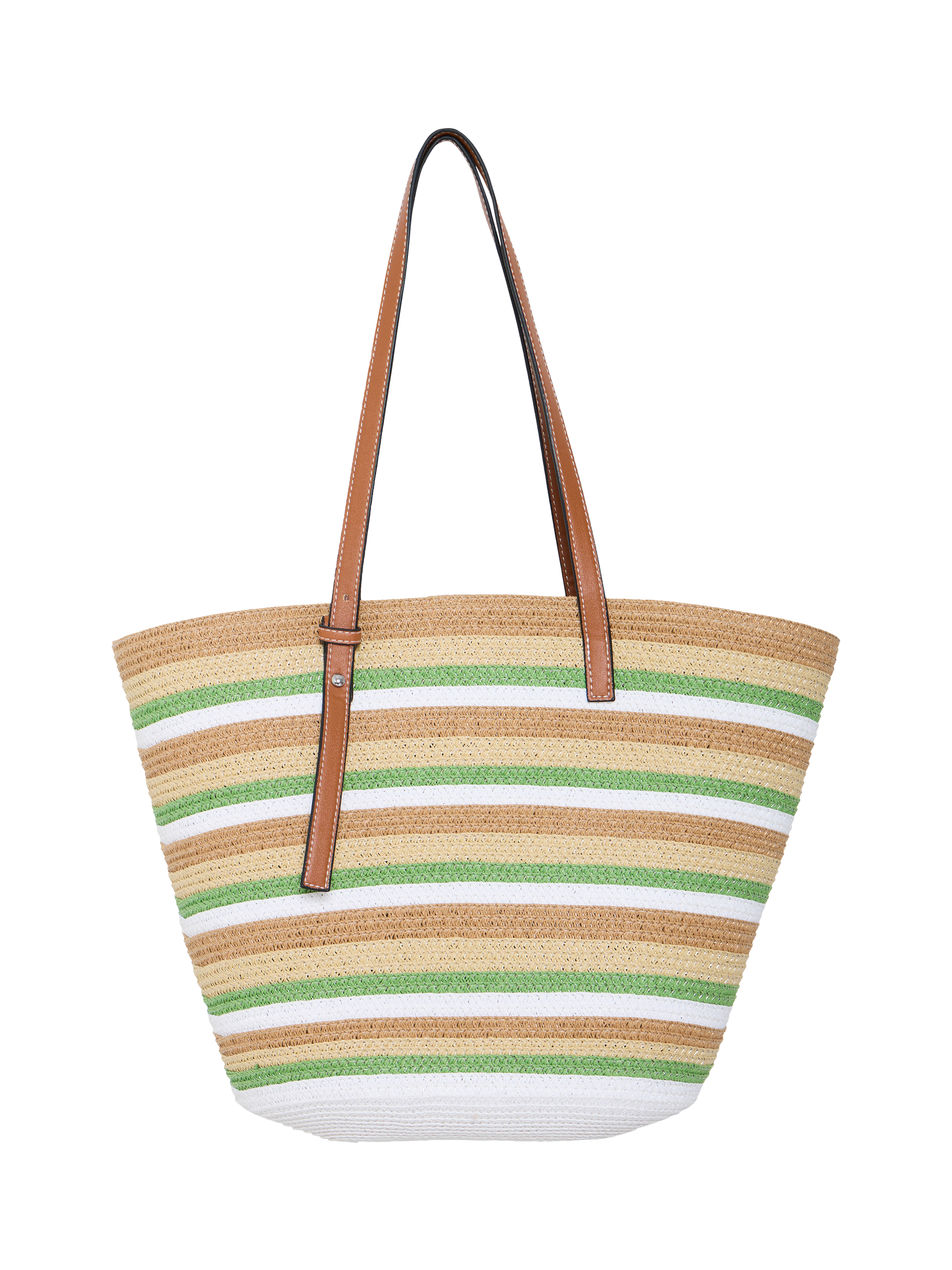 ICHI Meryl Stripe Tote Bag, Pine Green/Multi