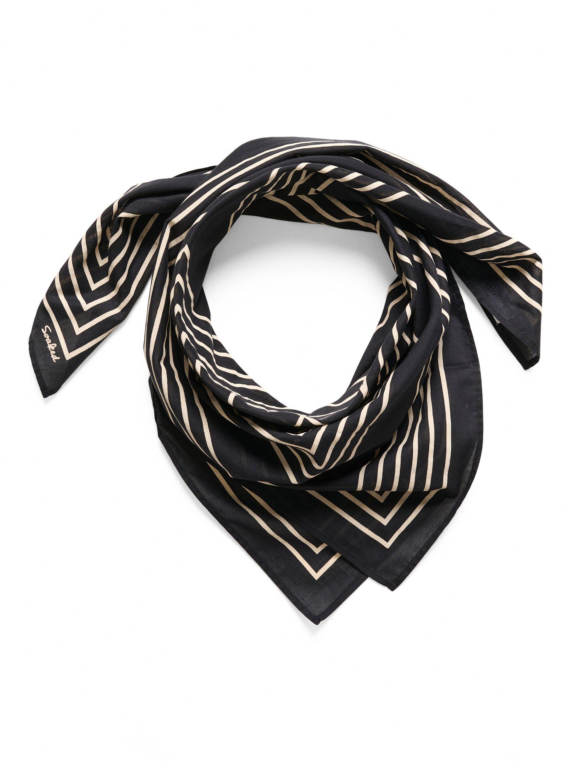 Product image 1 of 5, which shows Soaked In Luxury Elkie Stripe Scarf, Black/ Oatmeal, One Size