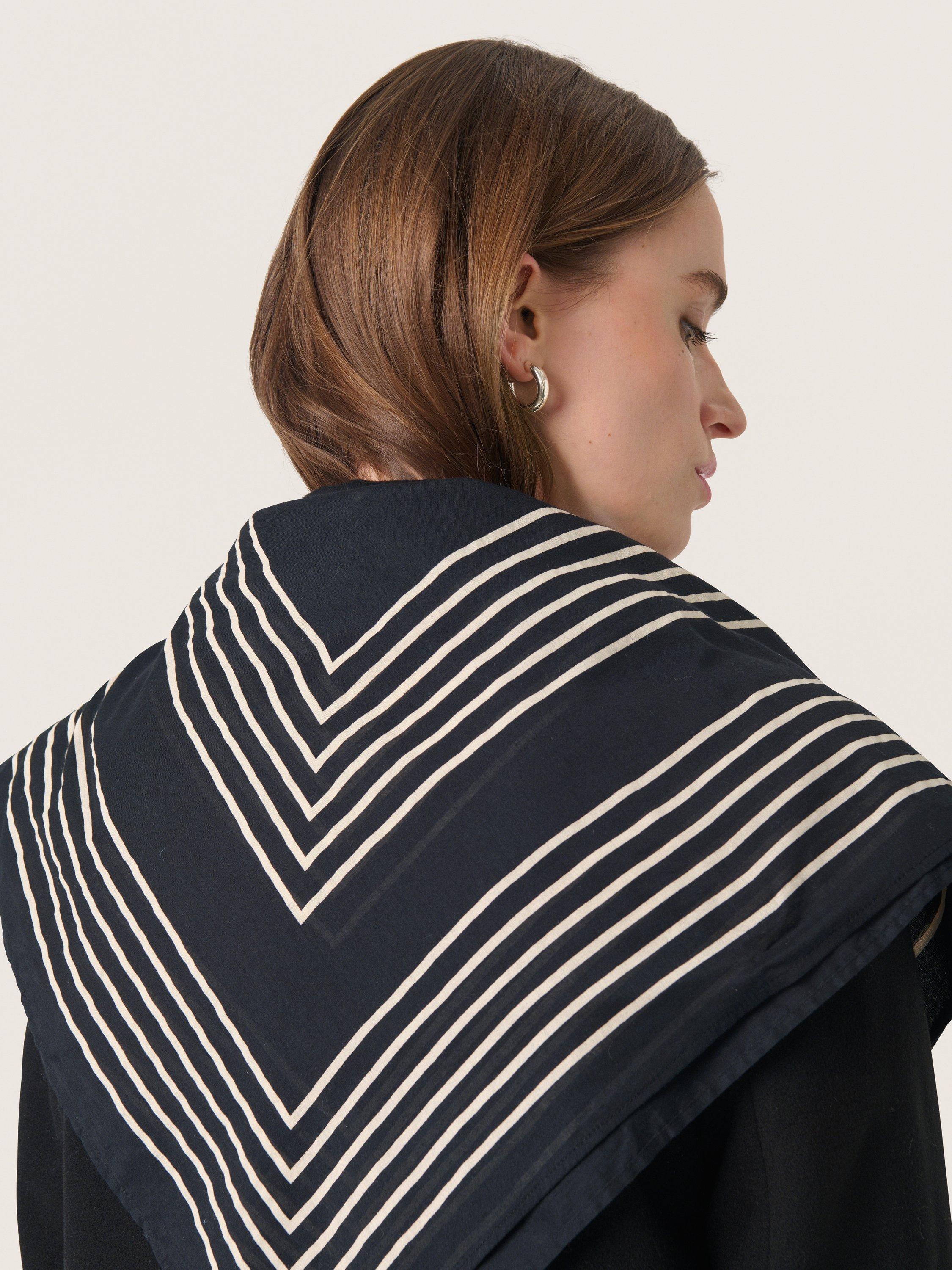 Product image 5 of 5, which shows Soaked In Luxury Elkie Stripe Scarf, Black/ Oatmeal, One Size