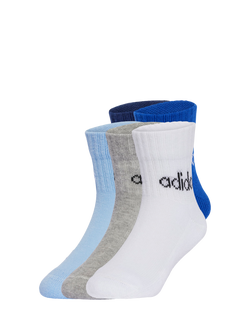 adidas Kids' Cotton Blend Ankle Socks, Pack of 5, Blue/Royal Blue, Blue/Royal Blue