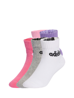 adidas Kids' Cotton Blend Ankle Socks, Pack of 5, Pink/Grey/White, Pink/Grey/White