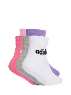 adidas Kids' Cotton Blend Ankle Socks, Pack of 5, Pink/Grey/White - view 2, Pink/Grey/White