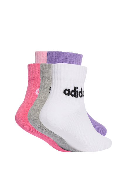 adidas Kids' Cotton Blend Ankle Socks, Pack of 5, Pink/Grey/White - view 2, Pink/Grey/White