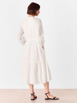 Whistles Broderie Mabel Cotton Midi Dress - view 2, White