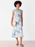 Whistles Rome Print Mixed Blend Midi Dress