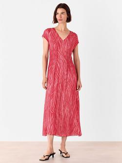 Whistles Zebra Texture Midi Dress, Red/Multi
