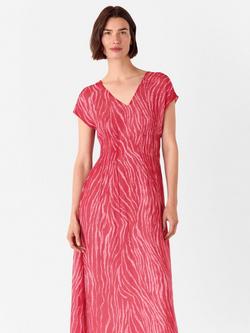 Whistles Zebra Texture Midi Dress - view 2, Red/Multi