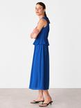 Whistles Shirred V-Neck Midi Dress, Dark Blue