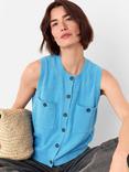 Whistles Boucle Texture Sleeveless Cardigan, Mid Blue