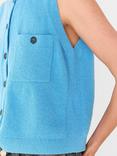 Whistles Boucle Texture Sleeveless Cardigan, Mid Blue