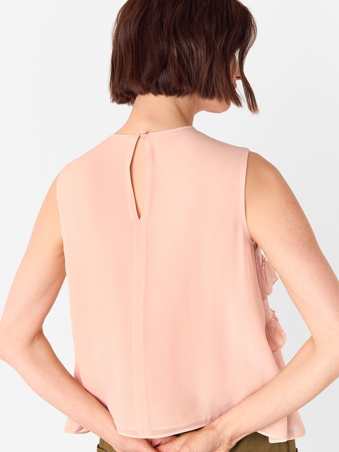 Product image 2 of 5, which shows Whistles Frilled Sleeveless Top, Light Pink, 6