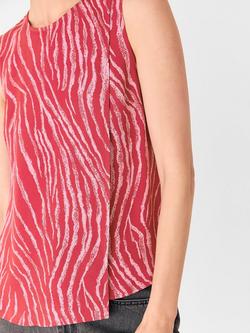 Whistles Zebra Layered Wrap Crepe Tank Top - view 2, Red/Multi
