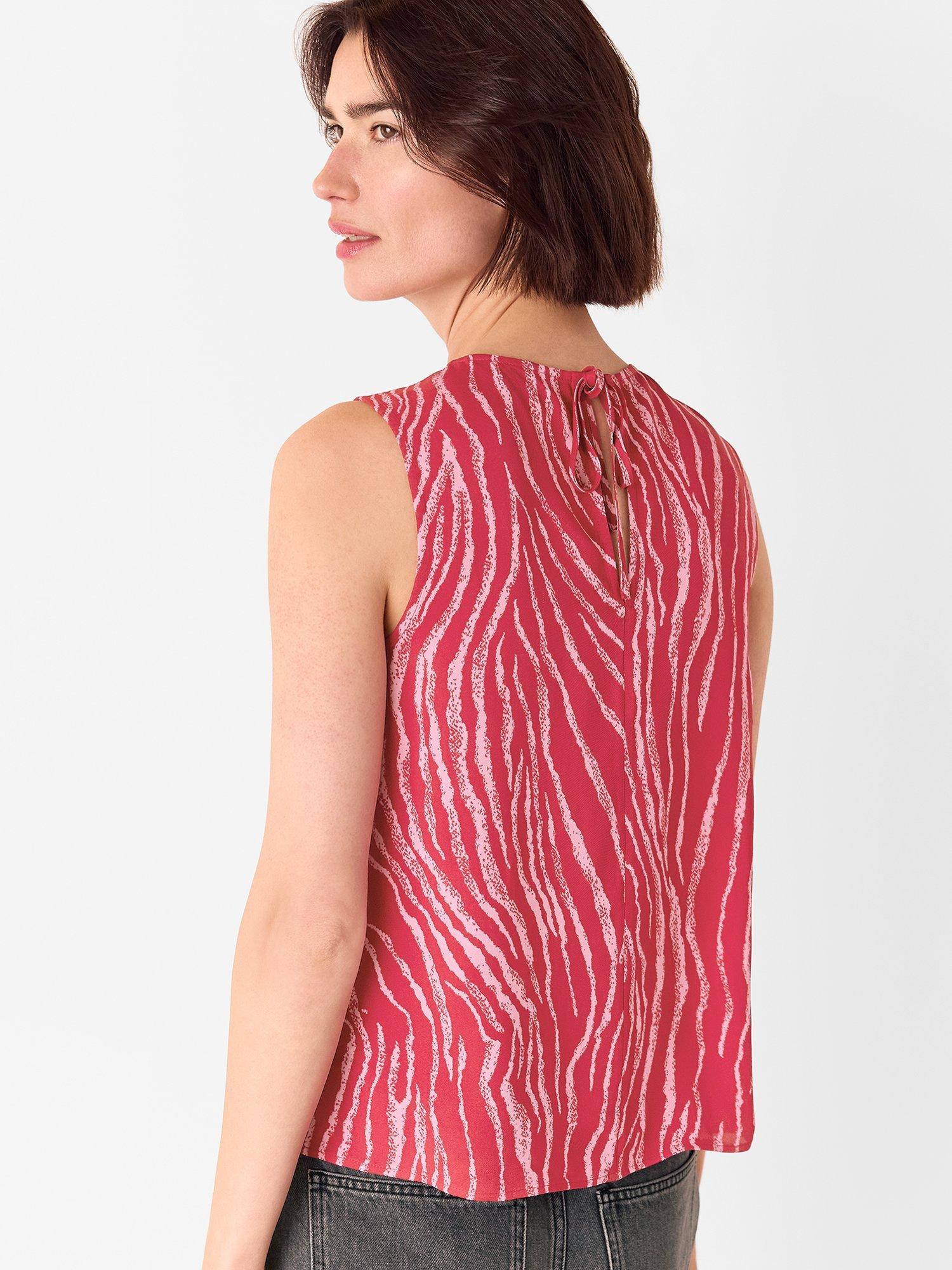 Product image 3 of 5, which shows Whistles Zebra Layered Wrap Crepe Tank Top, Red/Multi, 6