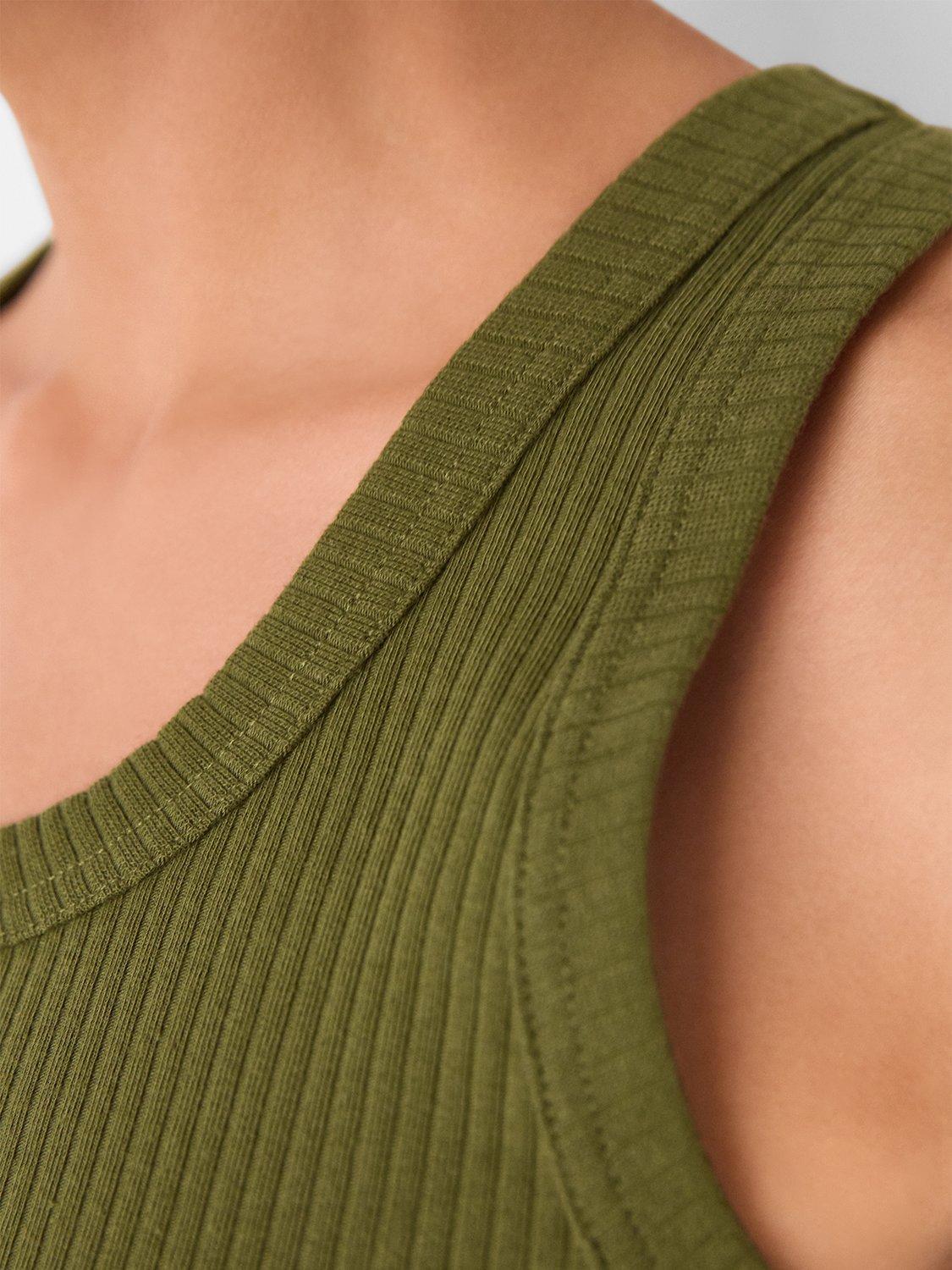 Product image 4 of 5, which shows Whistles Ultimate Rib Scoop Neck Sleeveless Top, Khaki, XS