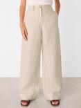 Whistles Stripe Pure Linen Trousers, Neutral