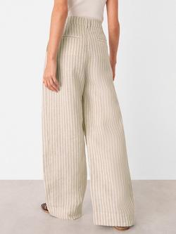 Whistles Stripe Pure Linen Trousers, Neutral - view 2, Neutral