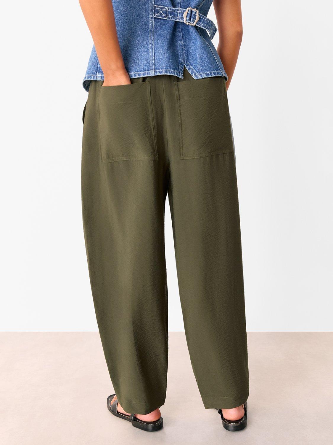 Product image 2 of 5, which shows Whistles Petite Tie Waist Trousers, Khaki, 6