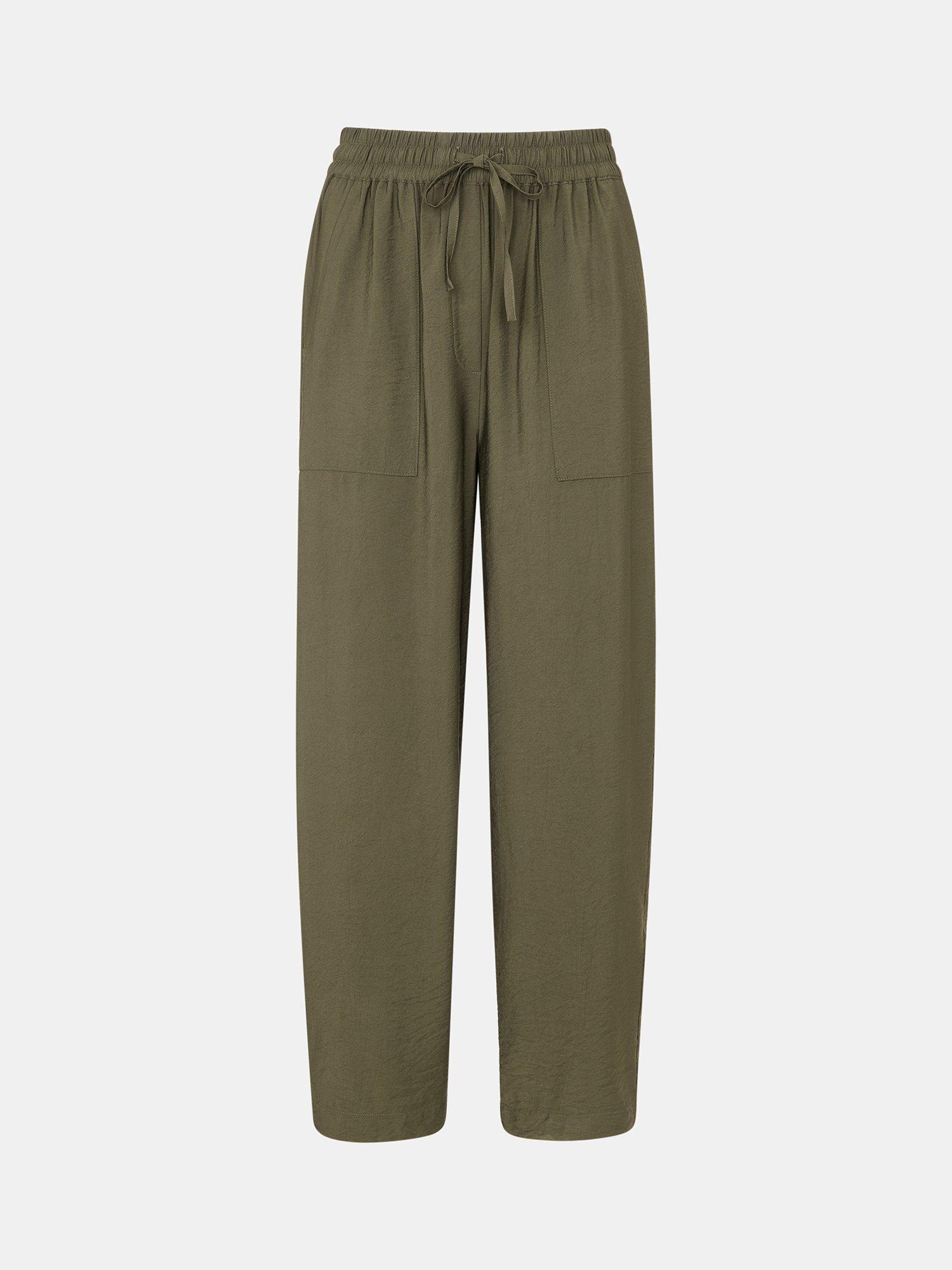 Product image 5 of 5, which shows Whistles Petite Tie Waist Trousers, Khaki, 6